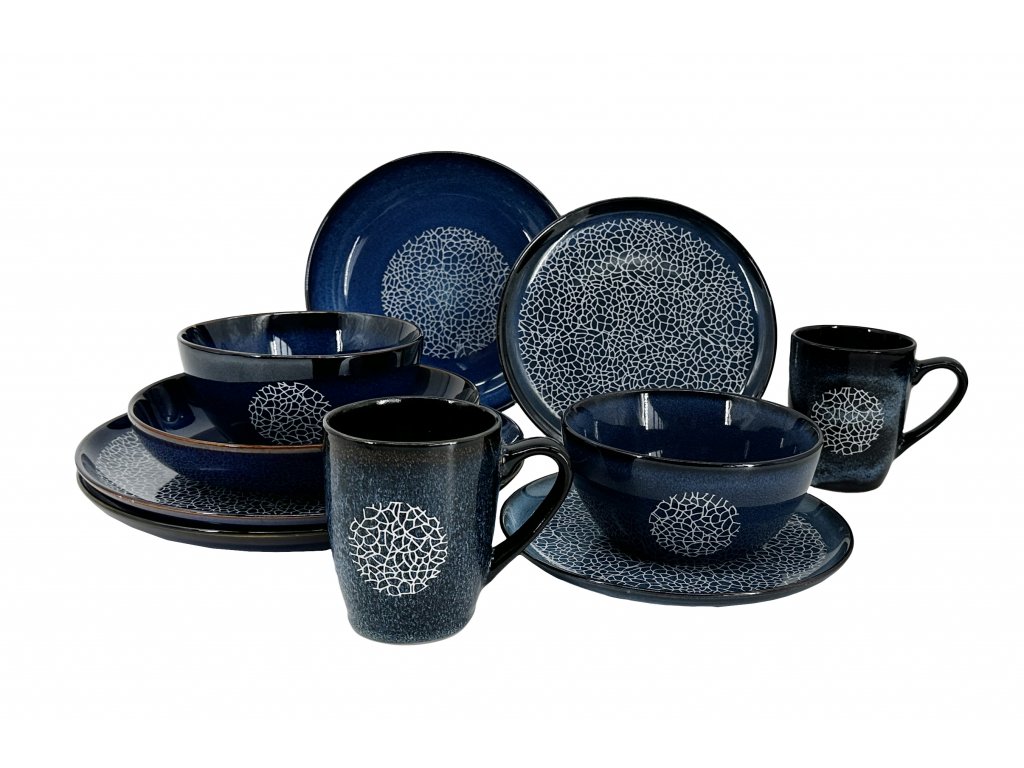 LACE Nádherná keramická sada nádobí modrá od CLAY